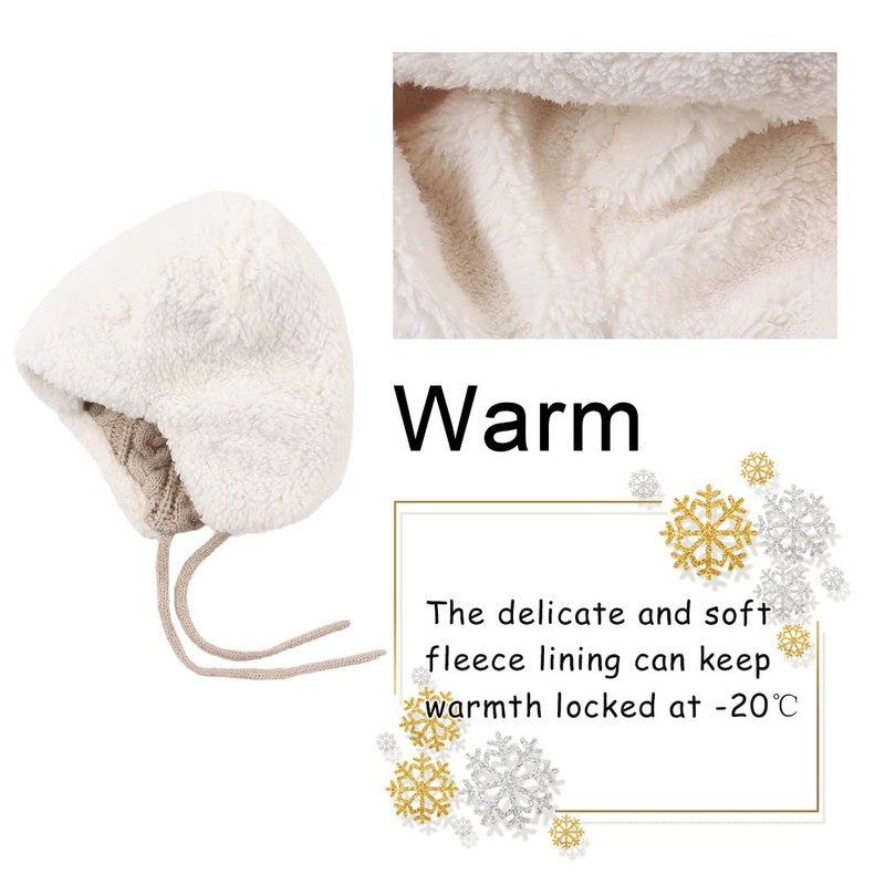 Winter Kids Beanie Hat Baby Knitted Hats Fleece Earflap Beanie