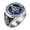 INRENG Men's Stainless Steel Vintage Freemason Masonic Biker Rings Blue