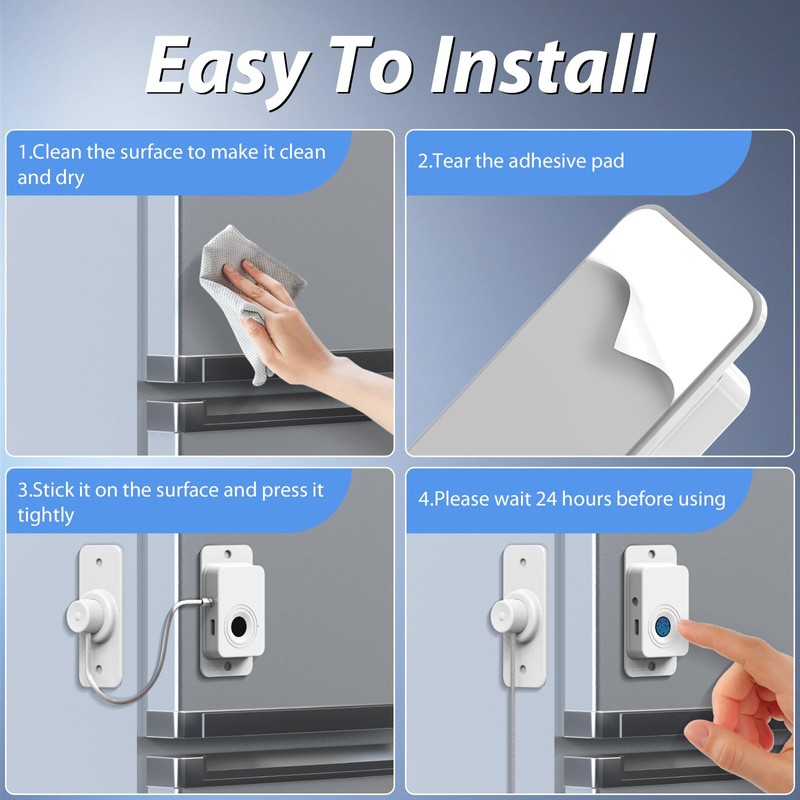 Keylesslife Fingerprint Fridge Lock,Child Proof Refrigerator Lock for Kids with