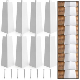 Coloch 8 Pieces Aluminum Siding Corners 8 Inches, White Outside Siding Corner Caps with Nails Metal Smooth Corner Panels Trim for Mobile House, Wooden House