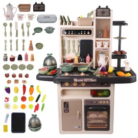 Bestpricecenter Interactive Kids Kitchen Playset, 65-Pc with Real Lights & Sounds Steam, Running Water, Food & Accessories for Toddlers