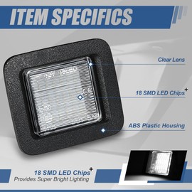 Auto Dynasty License Plate Light Compatible with 2015-2020 Ford F-150, Pair of Full White LED License Plate Lamp Assembly, Black Housing Clear Lens