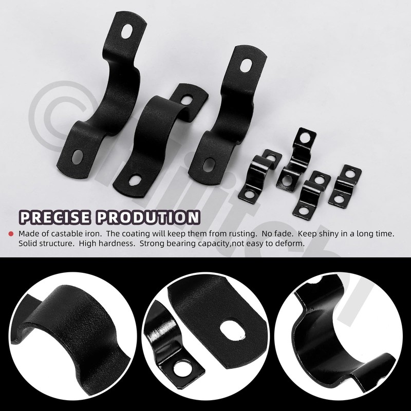 Hilitchi 12MM Black Durable U-Clamps Metal Pipe Clamps Assortment Kit