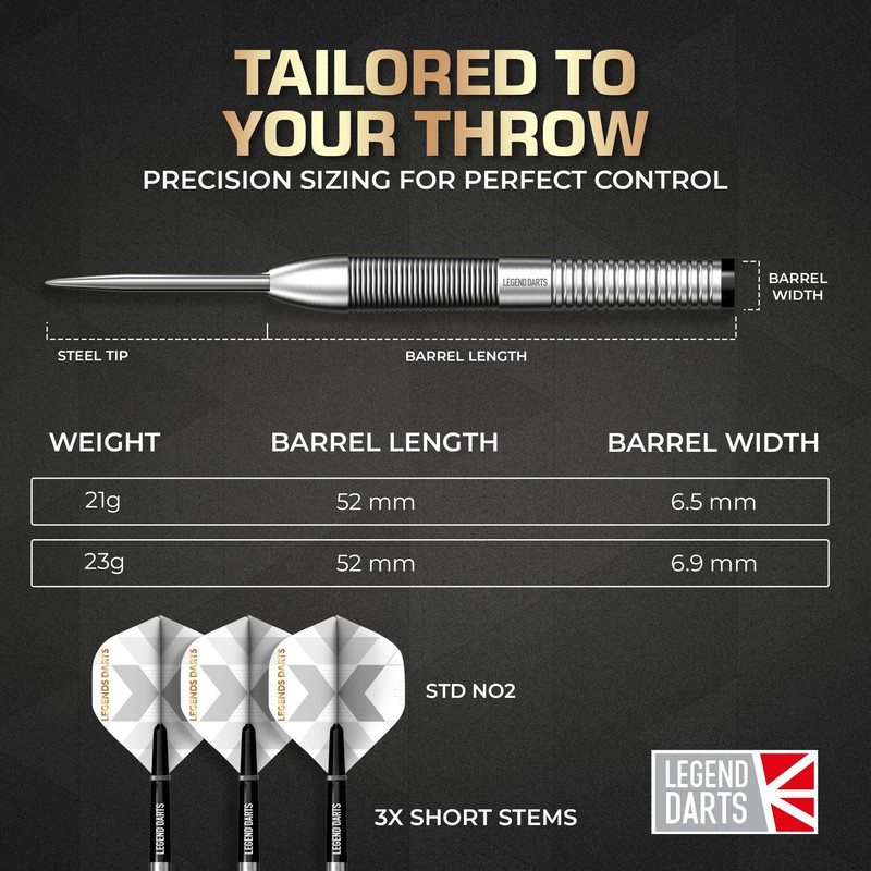 Legend Darts | Steel Tip Darts Set | 90% Tungsten