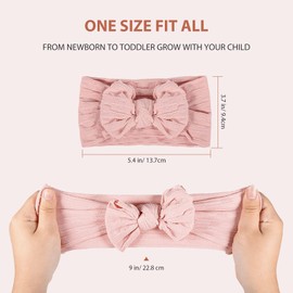 Makone Baby Headbands 3pcs, Baby Turban Headbands with Bow Knot Super Soft Stretchy Elastic, Baby Girl Headband, for Baby Photography Props Accessories