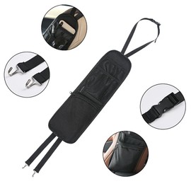 URAQT Upgrade Section Car Seat Side Storage Bag, Car Seat Storage Hanging Bag with 3 Pockets, Car Seat Organiser, Multi-Pocket Drink Holder, Suitable for Cars, Trucks, SUV, Gaming Chairs, Etc (Black)