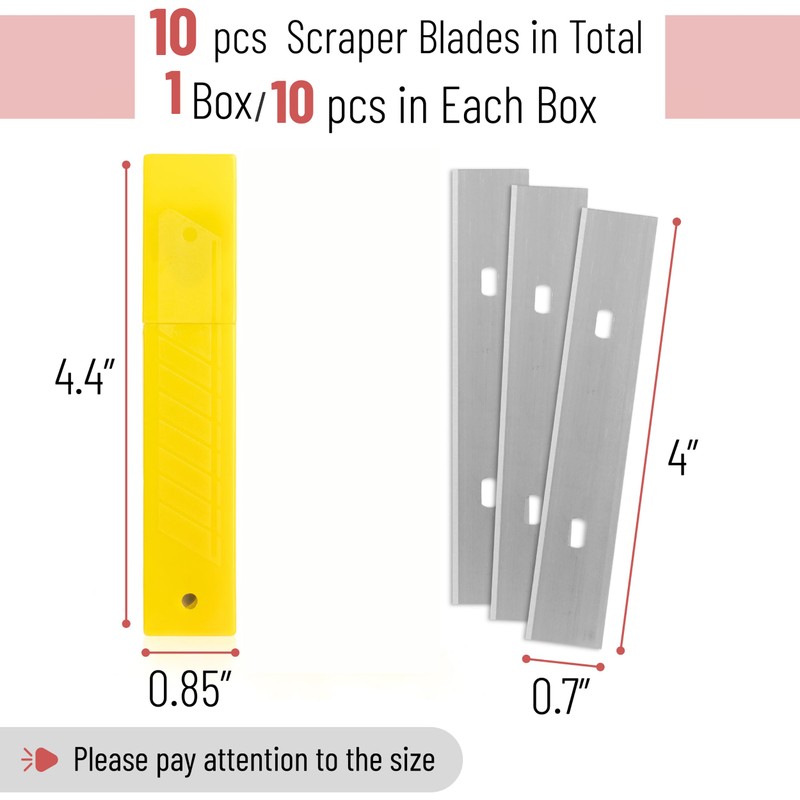 Bates- Replacement Scraper Blades, 4 Inch, 10 Pcs, Scraper Blades,