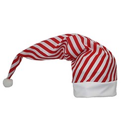 The Dragons Den Adults Candy Cane Red & White Striped Victorian Style Night Cap Christmas Fancy Dress Novelty Hat
