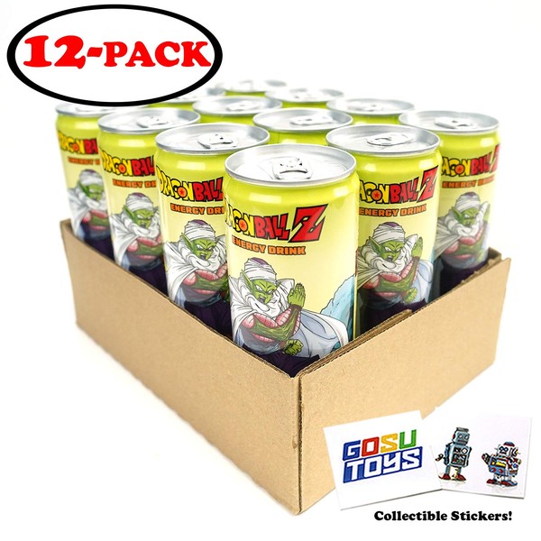 Dragonball Z Warrior Power Energy Drink 12 FL OZ (355mL) Can (12 Pack) with 2 GosuToys Stickers