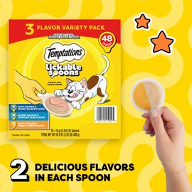 Temptations Lickable Spoons Adult Wet Cat Treats, 48 Spoons, Variety Pack