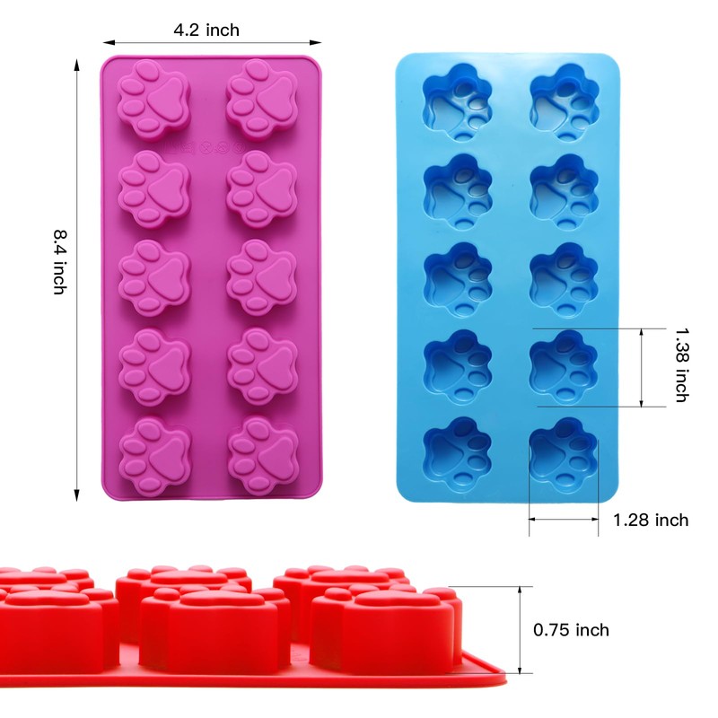 6PCS Silicone Molds Puppy Dog Paw and Bone, Elegant Chocolate