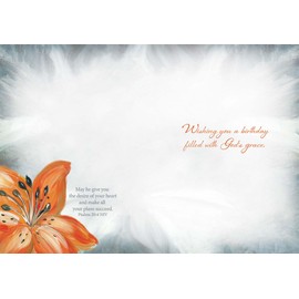 Shared Blessings Orange Tiger Lily 1 Count Christian Birthday Card for Her, Religious NIV Scripture Bible Verse, Envelope Included