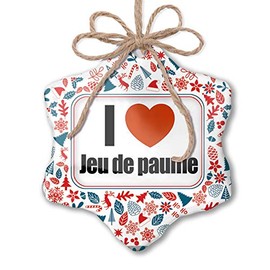 NEONBLOND Christmas Ornament I Love Jeu de Paume, Palm Red White Blue Xmas