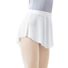 RuiBalletto Girls Women Mesh Dance Skirt with Side Split, Stretchy Pull On Ballet Skirts for Ballerina White