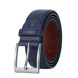 Gunsound Men's Casual Leather Jeans Belts, 100% Leather Dress belt for men, Classic and Fashion Design for Work and Business, Navy, 28-31" Waist