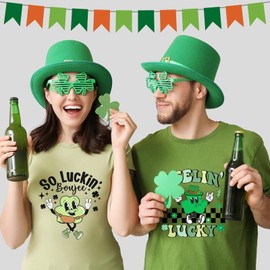 Estune 30 Pcs St. Patrick's Day Iron on Heat Transfers Western Clover Patches Decals Retro Cowboy Appliques Stickers Iron on Decals for T Shirts Clothes Bag Pillow Covers DIY (Retro Style)