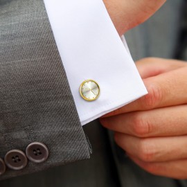 Bulckrew 4 Pairs of Men's Cufflinks Round Clock Design Classic Shirt Buttons Cufflinks, Copper