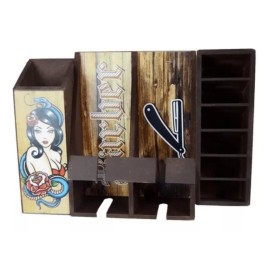 Artesanalmx Porta Maquinas Accesorios Barbería Barber Vintage Madera