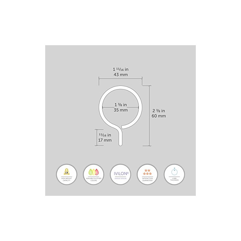 Ivilon Drapery Eyelet Curtain Rings - 1.7" Ring for Curtain