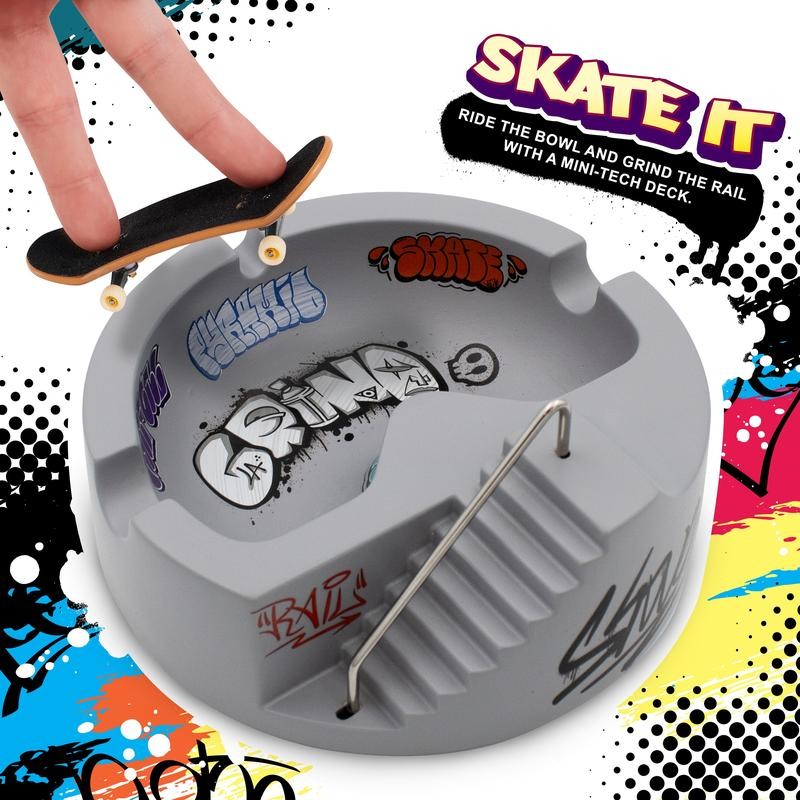 Concrete Skatepark Tray - 100% Solid Concrete, 6.5in Round Base,