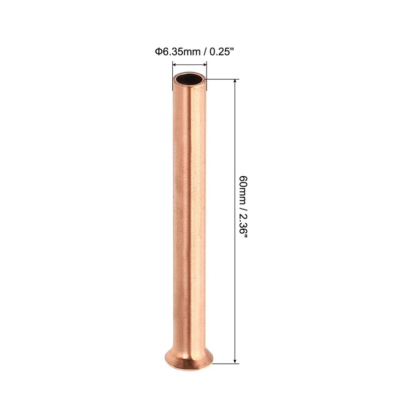 PATIKIL 1/4" (6.35mm) OD Copper Flare Tube Fitting, 4pcs Straight