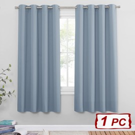 PONY DANCE Blackout Curtain Eyelet - Thermal Curtains for living Room Vintage Blue Sunlight Blocking Privacy Window Treatment Panels, 52x63 Inch Drop, 1 Panel, Vintage Blue