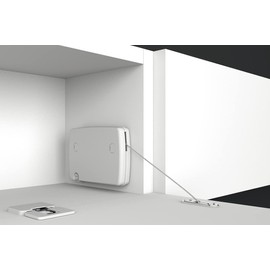 Gedotec Flap Fitting Furniture Flap Holder with Pulley | 1 Piece - Flap Attachment Model A | Cover Caps: White | Pulley Fitting for Flap Weight up to max. 1.9 kg | Cabinet Door Motorhome