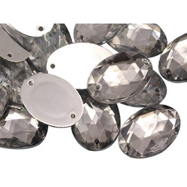Allstarco 18x13mm Crystal Clear CH38 Flat Back Sew On Oval Beads Acrylic Rhinestones Sewing Plastic Gems with Holes for Jewelry, Clothes, Garment Embelishments, Shoes, Cosplays, Crafts 50 Pieces
