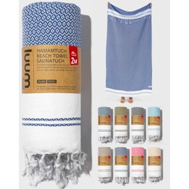 Luum® Hammam Towel Large 100 x 200 cm Beach Towel Sauna Towel Bath Towel Yoga Towel Shower Towel Beach Towel Sauna Towel Travel Towel Turkish Towels Women Men 100% Cotton Royal Blue