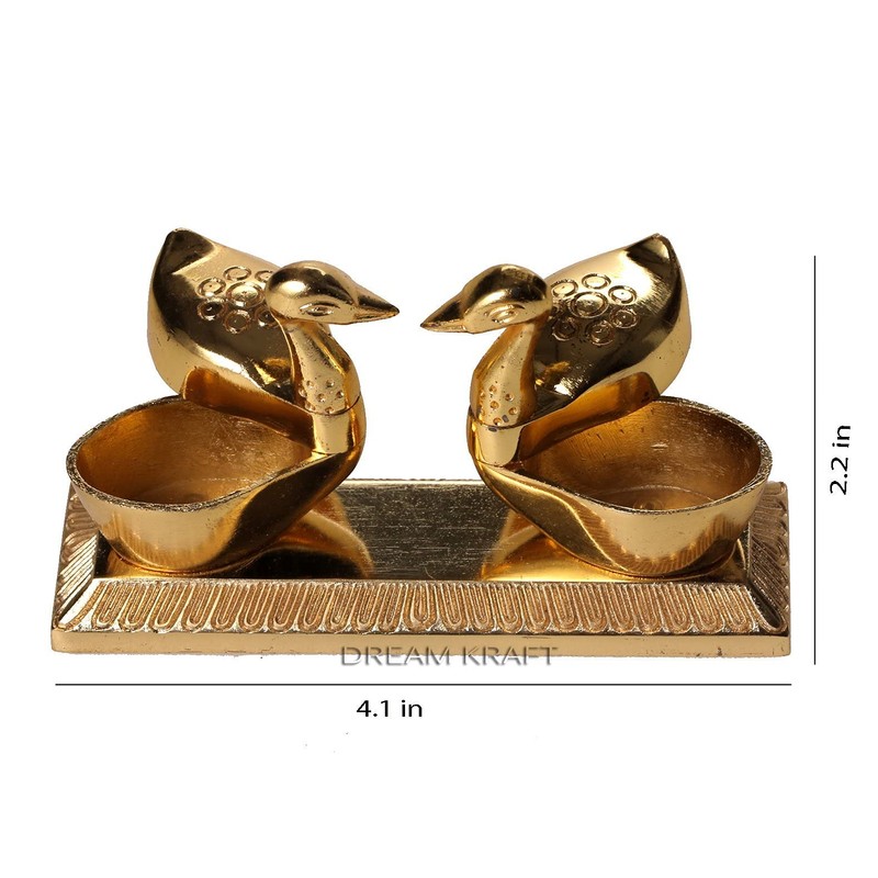 DreamKraft Loving Bird Duck Chopda Pair with Kumkum Roli Rice
