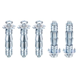 DTGN M5x37mm Hollow Wall Anchors - 5 Pack - Good for Hollow Wall Plaster Walls - Carbon Steel Hollow Drywall Anchors Screws, Silver