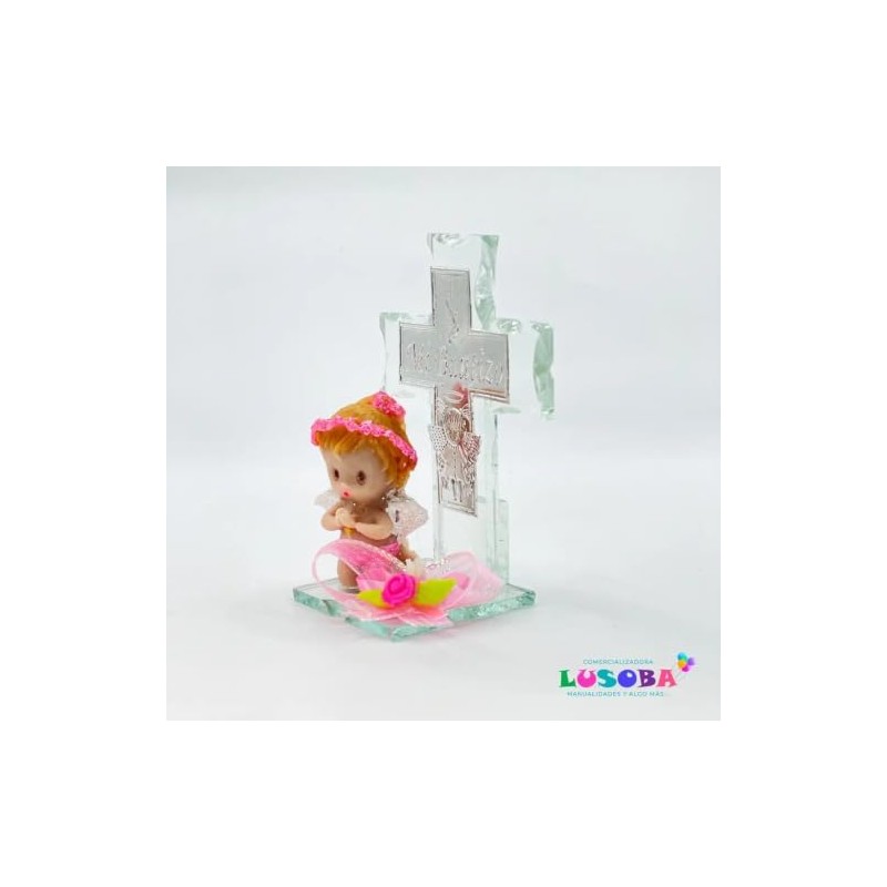 Cruz de Cristal Recuerdo Bautizo Niña 12 Piezas