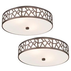 VICNIE 2 PK Flush Mount Ceiling Light Fixture, 12 Inch Ceiling Light Fixtures with Frosted Glass Shade, 2 - Bulb Oil Rubbed Bronze Light Fixtures Ceiling Mount for Bedroom, Hallway, Kitchen, Bathroom