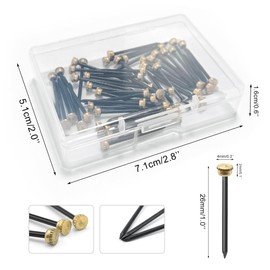 Qancekoo 50 PCS Black Picture Hanging Nails, Brass Head Hanging Pins with Plastic Storage Box, Picture Nails for Wall Hanging Pictures Photo Frames