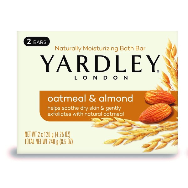Yardley London Oatmeal and Almond Naturally Moisturizing Bath Bar, 4.25 oz., 2 Count