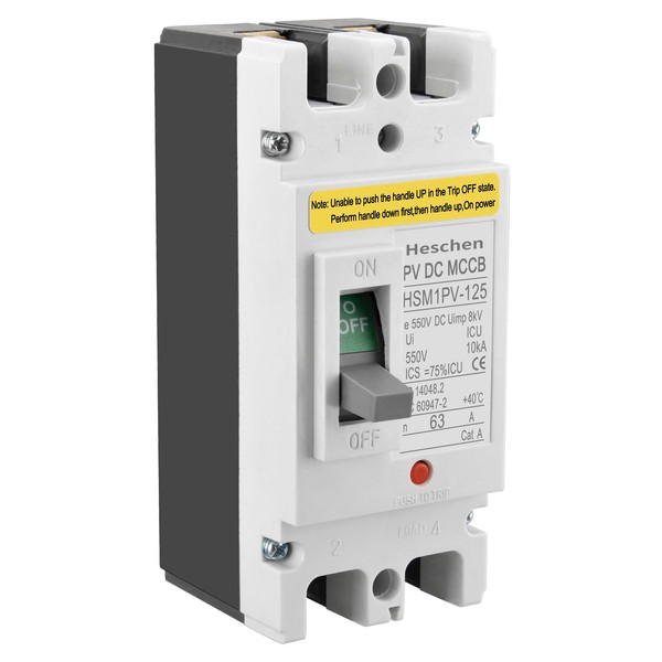 Heschen HSM1PV-125 2 Poles DC550V 63A Molded Case Circuit Breaker,