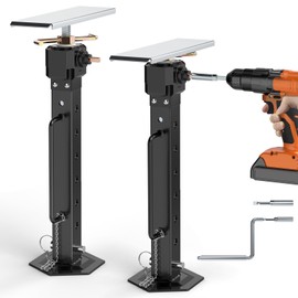 2025 New Upgraded RV Camper Slide Out Support Jacks for Travel Trailer, 16"-36" Adjustable Height RV Stabilizer Jacks 2 PCS(Allow Electric Drill Adjust), Maximum 5000 LBS Supports up, Metal Gear Box