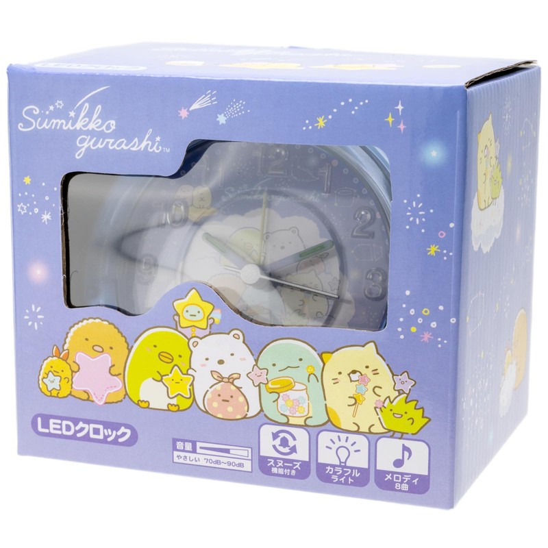Arias 2925-811 Sumikko Gurashi Alarm Clock, 8 Melody Alarm, Starry