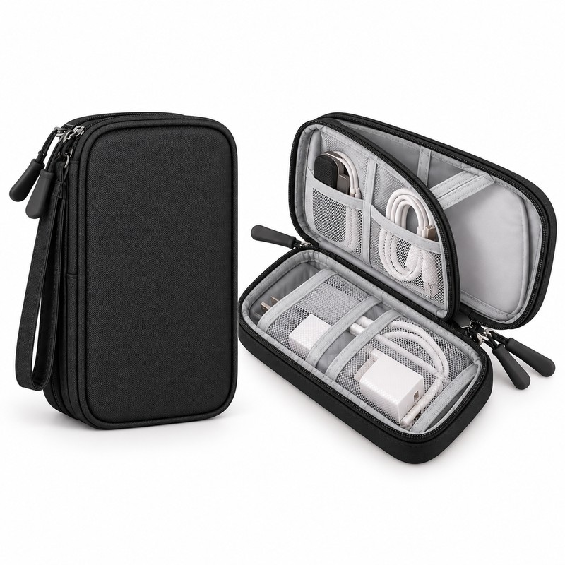 Travel Cable Organizer Bag for Electronics – Water-Resistant Oxford Storage