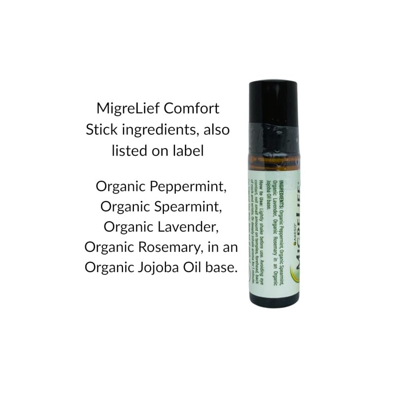 Migrelief Comfort Stick Migraña Dolor Cabeza Aceite Esencial Roll Menta