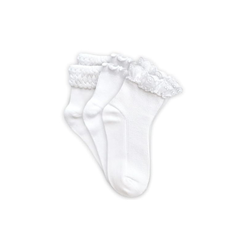 Jefferies Socks Girl's Seamless Eyelet Lace Ruffle Bubble Stitch Ankle