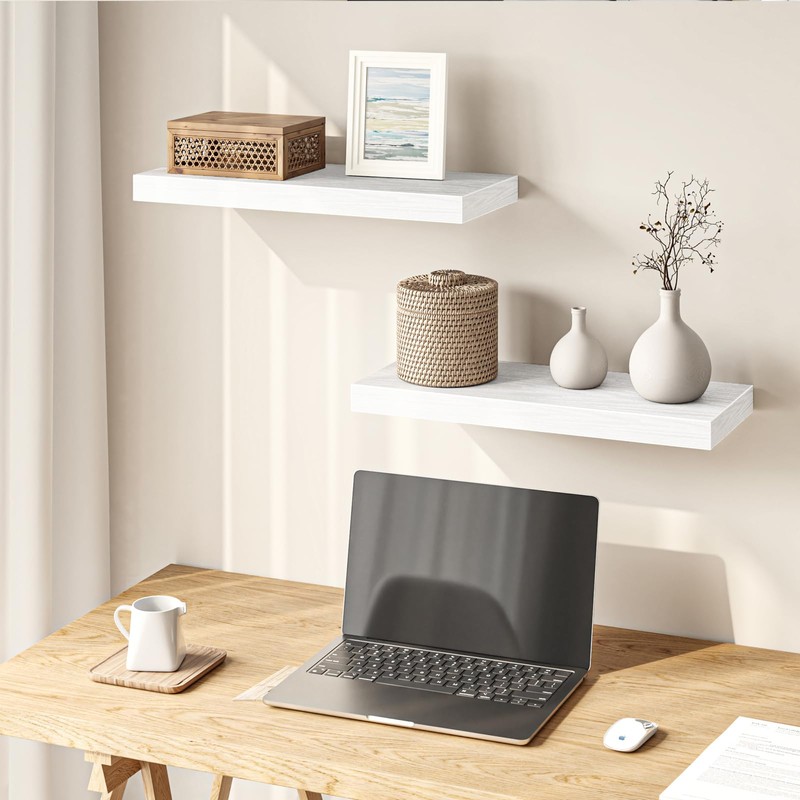 Fixwal Floating Shelves for Wall, 15.7" Wood Wall Mounted Shelves
