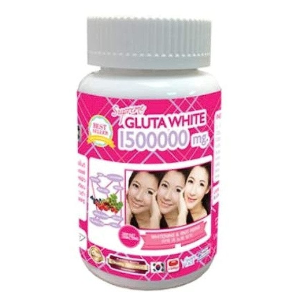 Supreme GLUTA WHITE 1500000 Mg. Whitening & Anti Aging Reduce freckles Whitening Skin Fast action Capsule,Softgel,30Tablets.