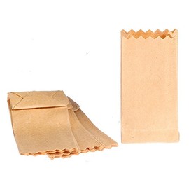 Dollhouse Miniature Set of 4 Brown Grocery Store Bags