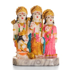 Tarini Gallery God Ram Darbar Statue Sculpture Idol Figurine Hand Painted Decorative Showpiece for Home Office Pooja Ghar Temple Décor and Gifting (Ram Darbar)
