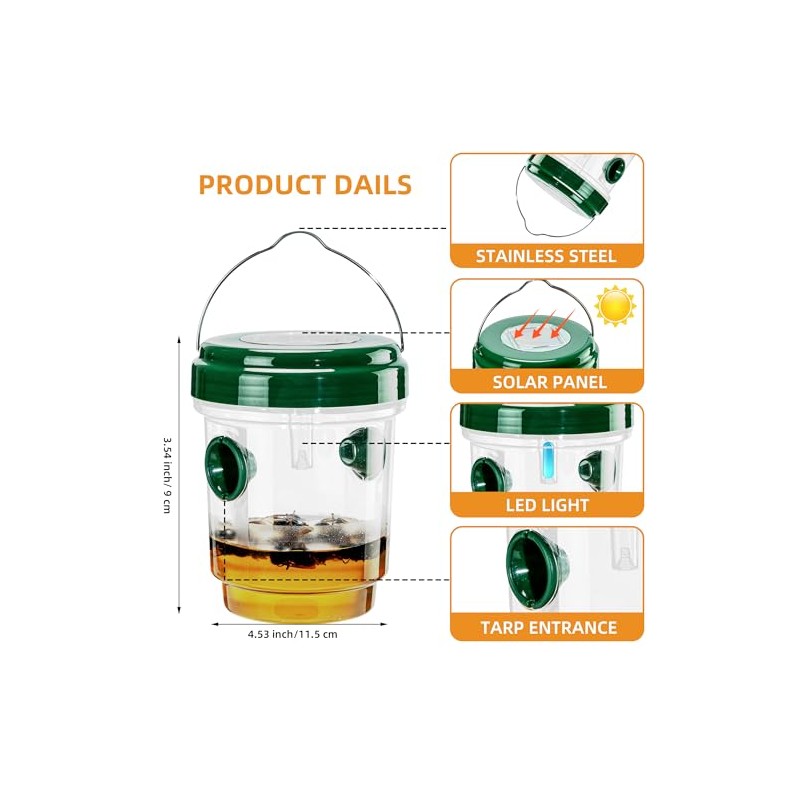 4 Pack Solar Wasp Trap - Eco-Friendly Insect Control
