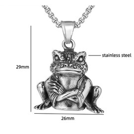 PikaLF Toad Necklace for Men, Hip Hop Frog Necklace, Nordic Viking Toad Pendant Necklace with 23.6 Inch Chain, Stainless Steel Punk Rock Frog Pendant, Vintage Animal Frog Necklace, Stainless Steel