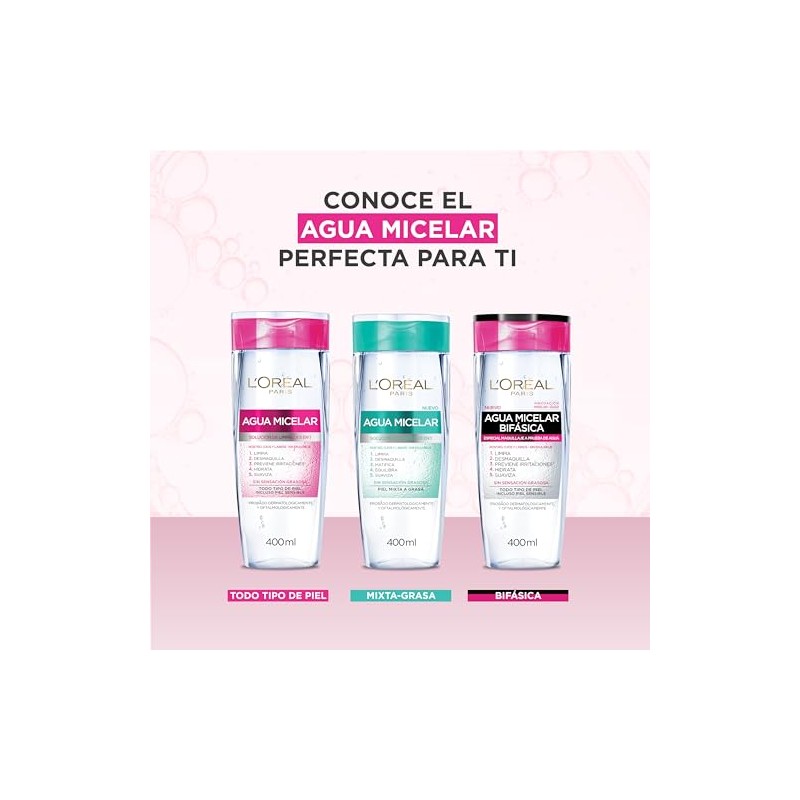 Agua Micelar piel sensible LOréal Paris, 200 ml