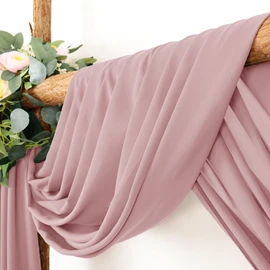 LINXTAR Wedding Arch Draping Fabric 2 Panels 30'' x 18FT Dusty Rose Sheer Chiffon Arch Drapery for Bridal Shower Backdrop Outdoor Party Arches Church Ceremony Decoration