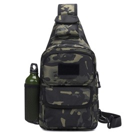 BAIGIO Tactical Sling Bag Crossbody Pack One Shoulder Backpack (Camo Black)